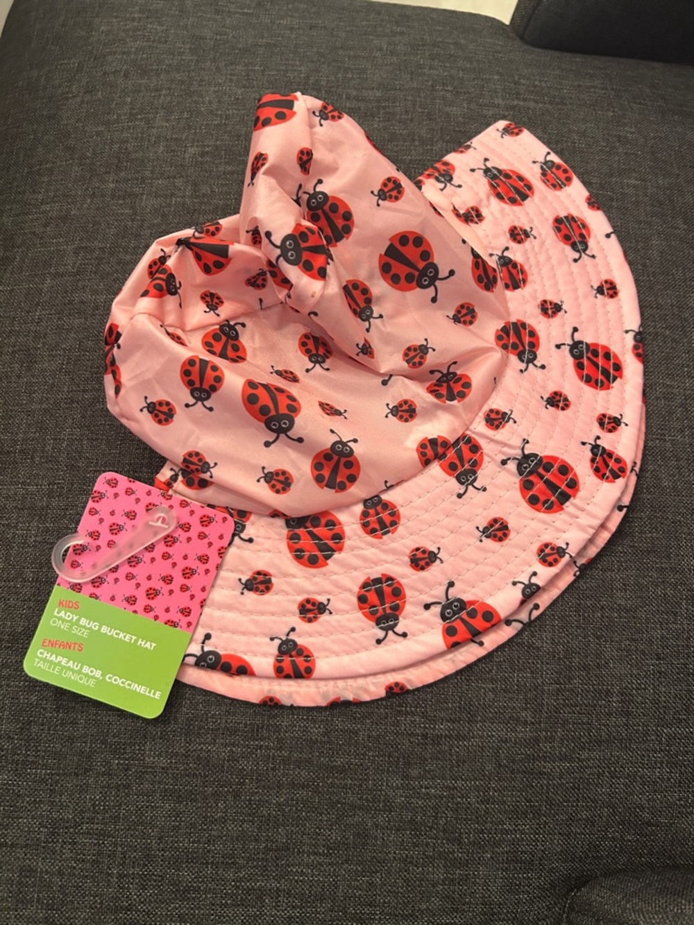 NEW 🆕 Kids Pink Ladybug Bucket Sun Hat - Water Resistant - One size (1-3 yrs